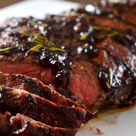 Grilled Rosemary Black Cherry Balsamic Flat Iron Steak